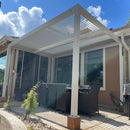 PURPLE LEAF Athena Louvered Pergola Modern White Pergola with Adjustable Roof for Deck Backyard Garden