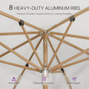 PURPLE LEAF Premium Teak‑Finish Aluminum Frame Outdoor Patio Market Umbrella with Rope Pulley Lift