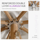 PURPLE LEAF Premium Teak‑Finish Aluminum Frame Outdoor Patio Market Umbrella with Rope Pulley Lift