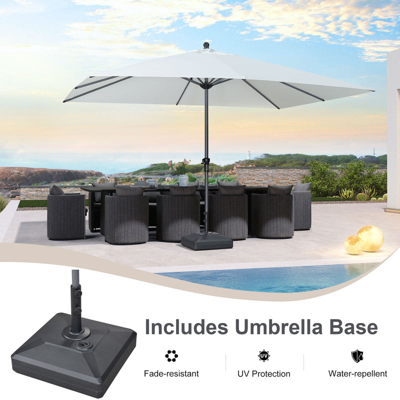 PURPLE LEAF Aluminum Patio Table Umbrella Heavy Duty Market Umbrella with Base