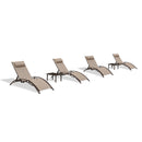 PURPLE LEAF Outdoor Chaise Lounge Chair  Patio Pool Lounger Bronze Aluminum Chairs with Side Table Adjustable Tanning Recliner for Outside Backyard Yard Deck Balcony Beach