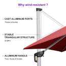 PURPLE LEAF Best Square Cantilever Pool Umbrella Outdoor Patio Sun Porch Umbrella
