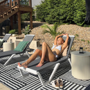 Clearance-PURPLE LEAF Patio Chaise Lounge Plastic Pool Outdoor Lounge Chair with Aluminum Frame Stackable Patio Tanning Chairs for Poolside Sunbathing Beach Deck Yard