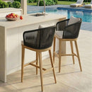 PURPLE LEAF Outdoor Bar Stools Patio Modern Aluminum Rattan High Back & Arms Bar Chairs with Removable Cushions and Pillows  for Outdoor or Indoor