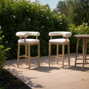 PURPLE LEAF Outdoor Bar Stools Set of 2 Modern Olefin Upholstered Barstools with Back and Armrest Bar Chairs for Garden Kitchen Island