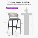 PURPLE LEAF Outdoor Bar Stools with Back, Iron Rattan Patio Bar Chairs with embedded Cushion, Garden Outside Bar Stools