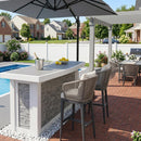 PURPLE LEAF Outdoor Bar Stools Patio Modern Aluminum Rattan High Back & Arms Bar Chairs with Removable Cushions and Pillows  for Outdoor or Indoor