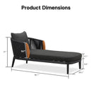 PURPLE LEAF Hailar Olefin Patio Chaise Lounge Chair , Upholstered Pool Lounge Chairs for Outdoor with Teak Armresfor Deck, Pool, Lawn, Garden, Courtyard, Porch, Khaki