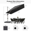 PURPLE LEAF Deluxe Aluminum Outdoor Patio Umbrella Square Cantilever Umbrellas