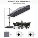 PURPLE LEAF Deluxe Aluminum Outdoor Patio Umbrella Square Cantilever Umbrellas