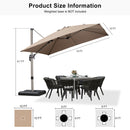 PURPLE LEAF Deluxe Aluminum Outdoor Patio Umbrella Square Cantilever Umbrellas