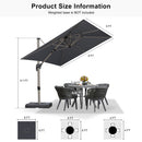 PURPLE LEAF Deluxe Aluminum Outdoor Patio Umbrella Square Cantilever Umbrellas