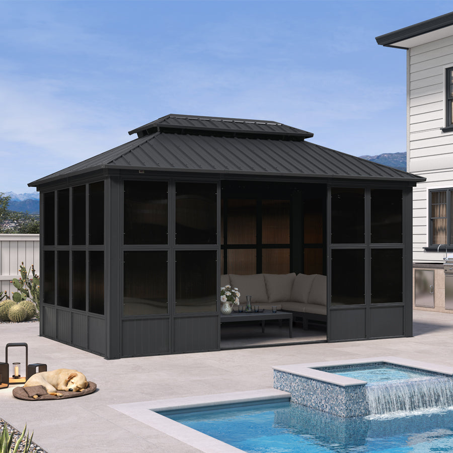 Hardtop Gazebo Solarium | Galvanized Outdoor Sunroom