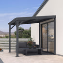 PURPLE LEAF  Outdoor Wall Mounted Hardtop Gazebo Metal Roof Patio Cover with Drainage System Outdoor Living Shelter for Backyard Lounge