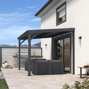 PURPLE LEAF  Outdoor Wall Mounted Hardtop Gazebo Metal Roof Patio Cover with Drainage System Outdoor Living Shelter for Backyard Lounge
