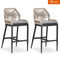 PURPLE LEAF Patio Sunbrella Bar Stools Set of 2  Rattan Bar Aluminum Bar Stool Outdoor Barstools with Back and Cushion for Garden Kitchen Island