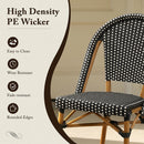 PURPLE LEAF French Bistro Patio Dining Set Aluminum Frame Dining  Furniture with PE Rattan Bamboo Print Finish Dining Chairs for Deck Pool Garden