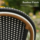 PURPLE LEAF French Bistro Chair Set of 2 Outdoor French Aluminium Frame Woven Rattan Back Dining Chair for Kitchen Bistros Cafe