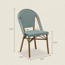 PURPLE LEAF French Bistro Chair Set of 2 Outdoor French Aluminium Frame Woven Rattan Back Dining Chair for Kitchen Bistros Cafe