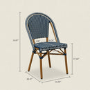 PURPLE LEAF French Bistro Chair Set of 2 Outdoor French Aluminium Frame Woven Rattan Back Dining Chair for Kitchen Bistros Cafe