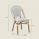 PURPLE LEAF French Bistro Chair Set of 2 Outdoor French Aluminium Frame Woven Rattan Back Dining Chair for Kitchen Bistros Cafe