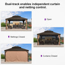 PURPLE LEAF Outdoor Hardtop Gazebo for Garden Bronze Double Roof Aluminum Frame Pavilion