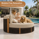 PURPLE LEAF Outdoor Round Daybed Chaise Lounge with Adjustable Canopy for Patio, Olefin fabric cover, thickened seat and back cushion, adjustable canopy, all weather aluminum frame, elegant wicker design
