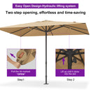 PURPLE LEAF Luxury Market Umbrella 1.9"/2.4"/3.1" Pole Commercial Hydraulic Semi-Automatic Umbrella