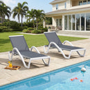 PURPLE LEAF Patio Chaise Lounge Chair Outdoor Plastic Textilene Sun Bathing Recliner Tanning Pool Lounger with 6 Adjustable Position for Outside Beach in-Pool Lawn Poolside