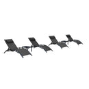 PURPLE LEAF Patio Chaise Lounge Set Outdoor Beach Pool Sunbathing Lawn Lounger Recliner Chair Outside Chairs with Side Table Included