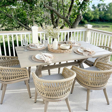 PURPLE LEAF Outdoor Dining Set for Garden, Champagnem, Patio Chairs