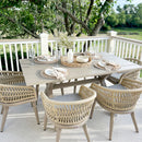 PURPLE LEAF Modern Outdoor Dining Table with 6/8/10 Seats, All-Weather Aluminum Table and Rattan Chairs with Cushions, Champagne