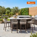 PURPLE LEAF Patio Sunbrella Bar Stools Set of 2  Rattan Bar Aluminum Bar Stool Outdoor Barstools with Back and Cushion for Garden Kitchen Island