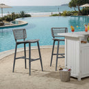 PURPLE LEAF Patio Counter Height Bar Stools Set of 2 Metal Bar Chairs with Back Wicker Woven Stools for Kitchen Island Pool Garden Outdoor Barstools