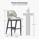 PURPLE LEAF Outdoor Bar Stools Wicker Rattan Bar Stools with Back Aluminum Outside Garden Patio Bar Chairs