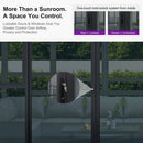 PURPLE LEAF Luxury Sunroom Solarium 360° Transparent Outdoor Living Room with Elegant Curtains Outdoor Gazebo with 4-Side Sliding Doors and Windows for Entertaining with String Lights