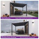 PURPLE LEAF Caesar Hardtop Louvered Pergola, Slanted Roof Outdoor Aluminum Patio Pergola with Adjustable Rainproof Roof, Heavy-Duty Lean to Gazebo for Patios Backyard Deck, Gray