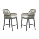 Open Box | PURPLE LEAF Modern Bar Stools Set of 2, Aluminum Bar Stool with Cushion for Indoor and Outdoor, Kitchen Island