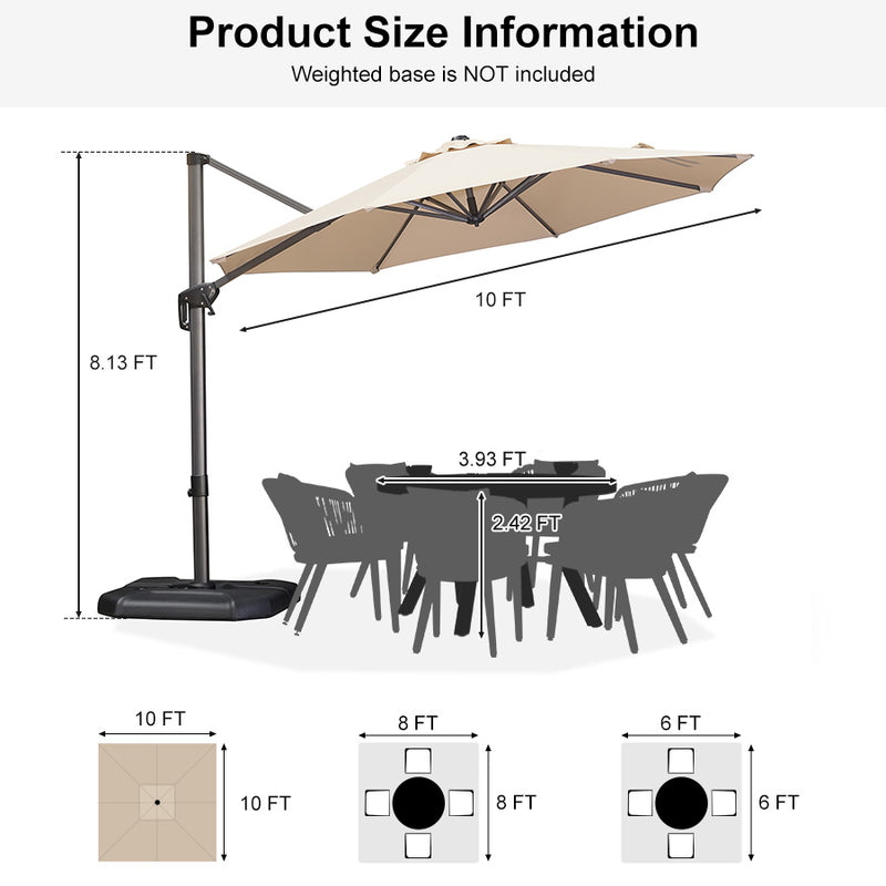 PURPLE LEAF Economical 10 / 11 ft Patio Offset Umbrellas