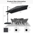 PURPLE LEAF Economical Square Outdoor Patio Umbrella Rectangle Cantilever Umbrella