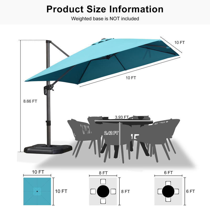 PURPLE LEAF Economical Square Outdoor Patio Umbrella Rectangle Cantilever Umbrella