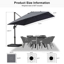 PURPLE LEAF Economical Square Outdoor Patio Umbrella Rectangle Cantilever Umbrella