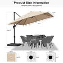 PURPLE LEAF Economical Square Outdoor Patio Umbrella Rectangle Cantilever Umbrella