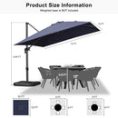 PURPLE LEAF Economical Square Outdoor Patio Umbrella Rectangle Cantilever Umbrella