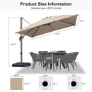 PURPLE LEAF Economical Square Outdoor Patio Umbrella Rectangle Cantilever Umbrella