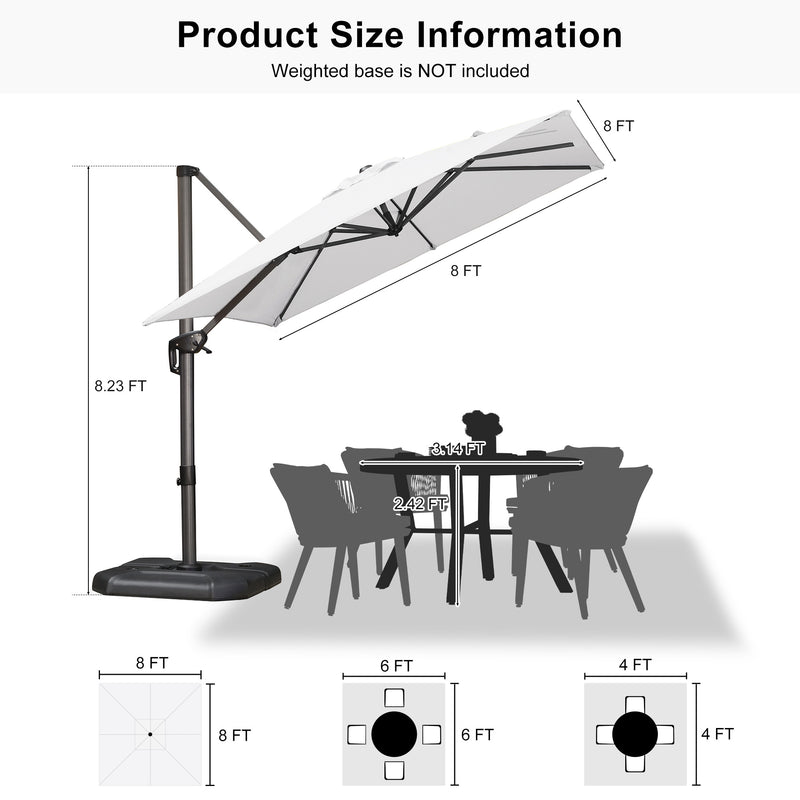 PURPLE LEAF Economical Square Outdoor Patio Umbrella Rectangle Cantilever Umbrella