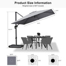 PURPLE LEAF Economical Square Outdoor Patio Umbrella Rectangle Cantilever Umbrella