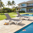 PURPLE LEAF Patio Chaise Lounge Chair Outdoor Plastic Textilene Sun Bathing Recliner Tanning Pool Lounger with 6 Adjustable Position for Outside Beach in-Pool Lawn Poolside