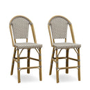 OPEN BOX I PURPLE LEAF French Counter Height Bar Height Stool Set of 2, Patio Bar Chairs with Back Rattan, French Bistro Set