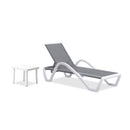 PURPLE LEAF Patio Chaise Lounge Chair Set Outdoor Plastic Textilene Lounger with Side Table 6 Adjustable Positions Sun Bathing Tanning Recliner for Pool Outside Beach in-Pool Lawn Poolside